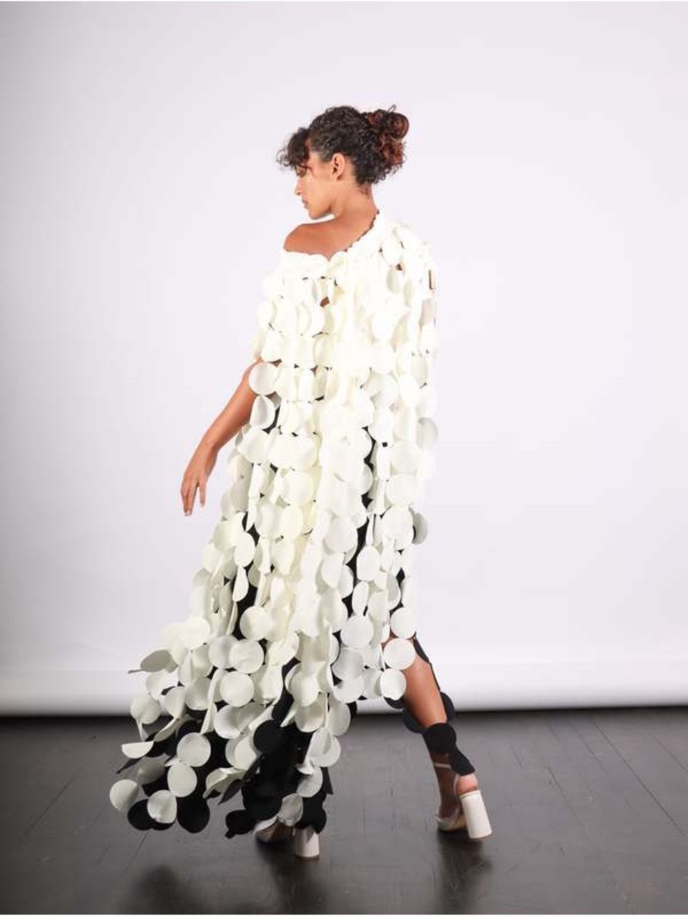 A.W.A.K.E MODE White Cascade Disc Maxi Dress/Top